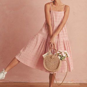 Breath of Youth Pink Summer Midi Swing Dress